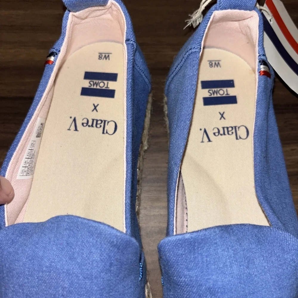 TOMS x Clare V. Sz 8 Deconstructed Alpargata Denim Tassel Espadrille Flats
